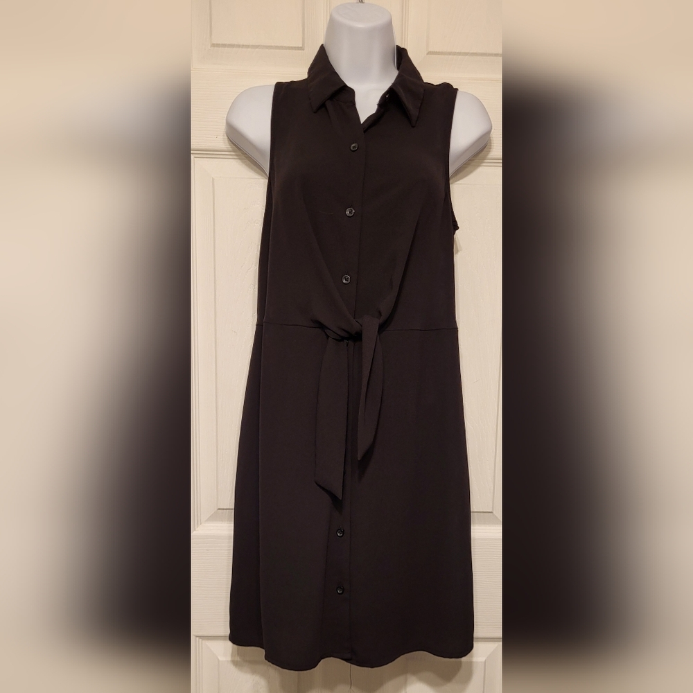 Nine West black party dress small collared sleeveless mini Casual